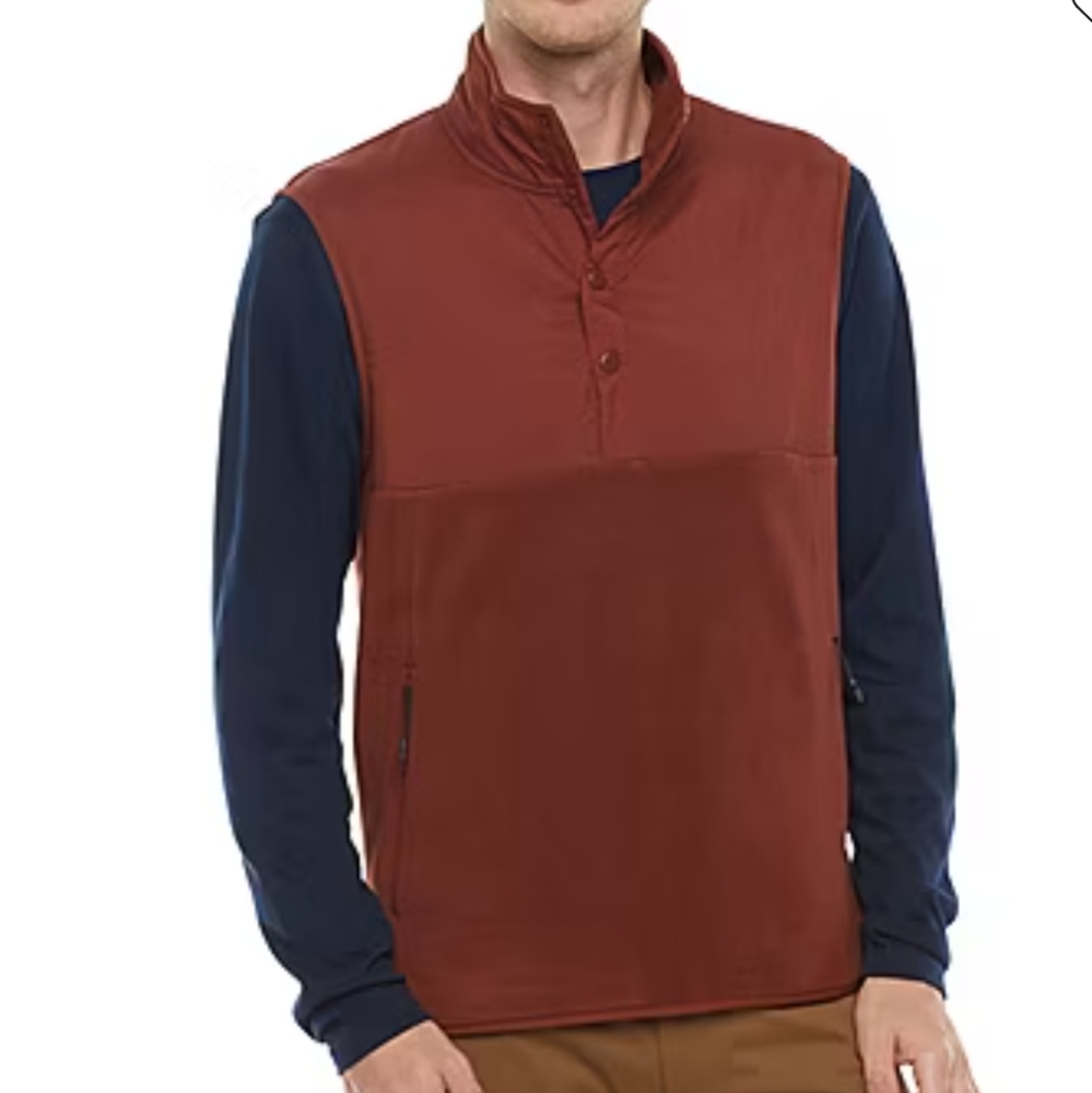 STYLUS  | Men's Roanoke Red Warm Fleece Button Up Collard Vest